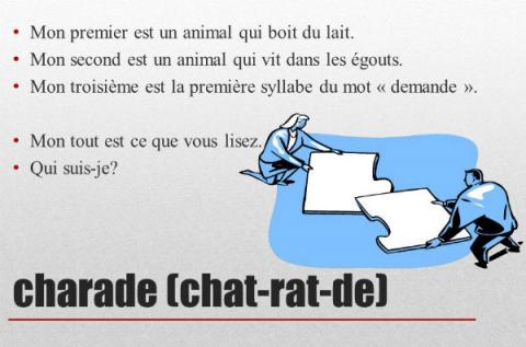 Charades : https://www.bdrp.ch/lien-pedagogique/15-charades-faciles BDRP charades